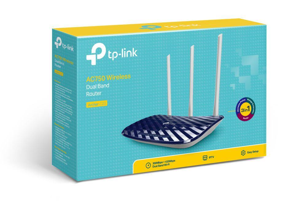 TP-LINK ARCHER C20 4PORT 433MBPS DUAL ROUTER